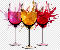 Three wines in glass, Red Wine Rosxe9 Watercolor painting ...