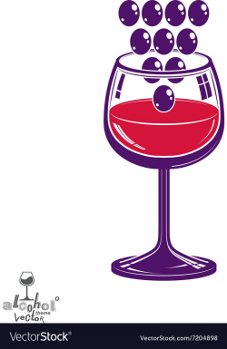 Winery theme Stylized wineglass with grapes