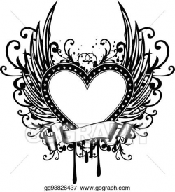 Vector Art - Heart with wings. Clipart Drawing gg98826437 ...