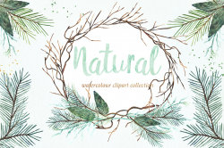 Natural winter. Watercolor clipart.