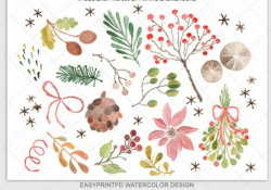 Christmas Winter Watercolor Clipart - Personal and ...