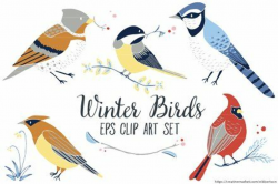 Winter Birds Vector Clip Art EPS | diamond | Winter clipart, Clip ...
