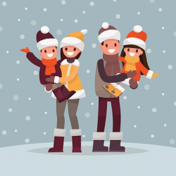 Family Winter Dad Mother and Kids Vector premium clipart ...