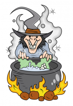 Cartoon Witch Cooking - Halloween Vector Illustration ...