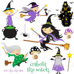 Witch Clipart, Magic Cauldron Clipart, Digital Graphics ...