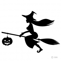 Free Witch and Pumpkin Silhouette Clipart Image｜Illustoon