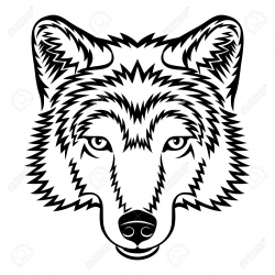 Wolf face black and white clipart - ClipartAndScrap