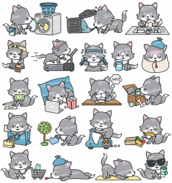 Premium Vector Clipart - Kawaii Wolf - Cute Wolf Planning Clipart ...