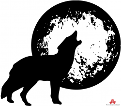 Howling Wolf and Moon Clipart - Clip Art Library