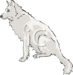 Tan Wolf Sitting on His Haunches - Royalty Free Clipart Picture