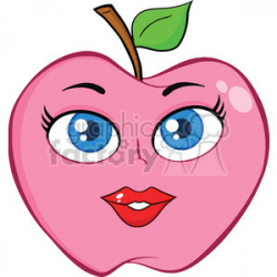 Royalty Free RF Clipart Illustration Pink Apple With Woman Face clipart.  Royalty-free clipart # 395820