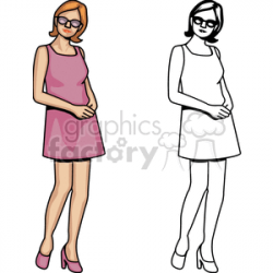 A Woman with Short Hair and Glasses Standing Posed clipart. Royalty-free  clipart # 155772