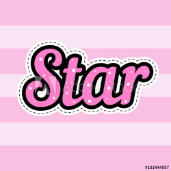 Star word patch vector. Hand drawn fashion hipster badge ...