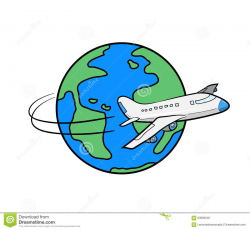 Plane Flying Around The World Clipart