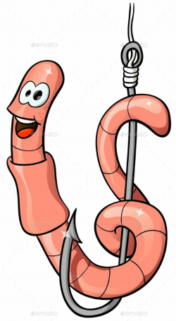 Cartoon Worm On a Hook, Vector Illustration by 1507kot ...