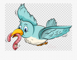 Worm Clipart Bird - Bird Eating Worm Cartoon , Transparent ...