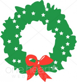 Green Wreath with White Stars and Red Bow Clipart | Wedding ...