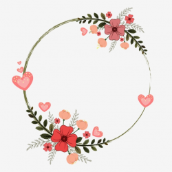 Cute Wreath With Flowers And Hearts, Wreath Of Flowers ...