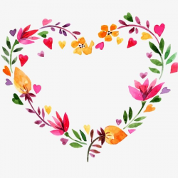 Valentines Day Heart Shaped Wreath, Watercolor Flower ...