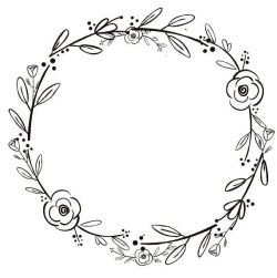Black Clipart Black Flowers Handdrawn Wreath Clipart ...