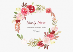 Watercolour Floral Wreath Clip Art - Rusty Rose, wedding ...