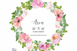Watercolor Blush Floral Wreath Clipart
