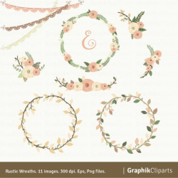 Rustic wreaths clipart. Vector flowers, Laurel crown, Laurel ...