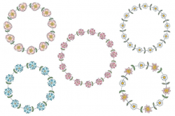 Simple cute flower wreaths spring and summer clipart
