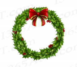 Holly Wreath Clipart, Watercolor Wreath Clip Art Graphic