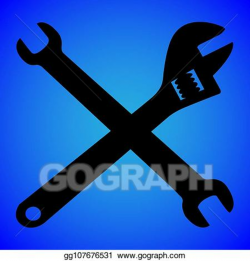 Vector Art - Wrench silhouette isolated on blue background ...