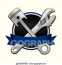 Vector Clipart - Blue ribbon wrench and piston cross racing ...