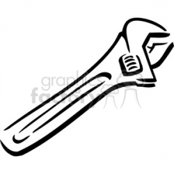 black and white wrench clipart. Royalty-free clipart # 384994