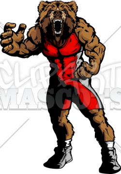 Bear Wrestling Clipart Graphic Vector Cartoon