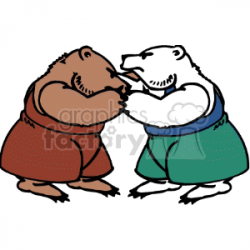 Grizzly bear wrestling polar bear clipart. Royalty-free clipart # 130033