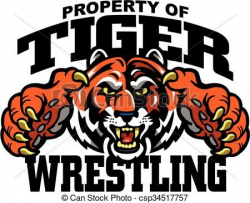 Vector - tiger wrestling - stock illustration, royalty free ...