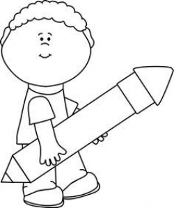 Image result for cartoon kids writing black and white ...