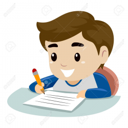 Little Boy Writing Clipart