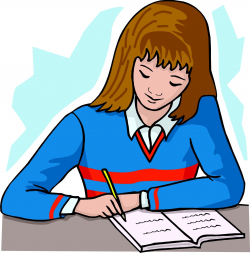Girl Writing Essay Clipart