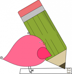 Bird Writing with Pencil Clip Art - Bird Writing with Pencil ...