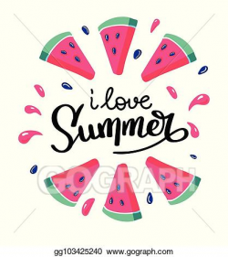 Vector Clipart - I love summer letting handwriting quote and ...