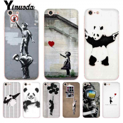 Yinuoda For iphone 7 6 X Case Street Art Banksy Graffiti Panda Transparent  Cover Case for iPhone 8 7 6 6S Plus X 5 5S SE 5C 4