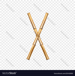 Bamboo letter x isolated on transparent background