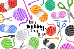 Watercolor Knitting Clipart ~ Illustrations ~ Creative Market