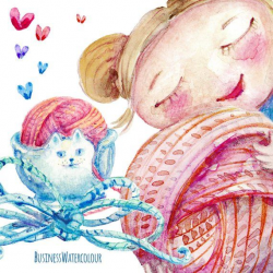Lovely knitting clipart hand drawn watercolor yarn wool ...