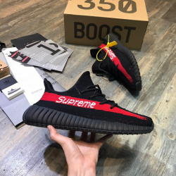 2019 New Adidas Yeezy 350 V2 X Supreme Black Shoes With Red ...