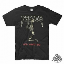 Details about KANYE WEST YEEZUS GOD WANTS YOU GILDAN T-SHIRT YEEZY Praying  Skeleton Tee RARE