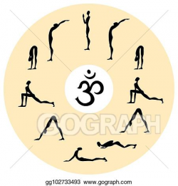 Vector Art - Surya namaskar set, salutation the sun. EPS ...