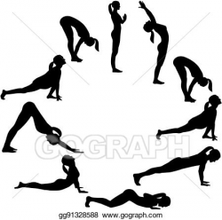 Clip Art Vector - Yoga sun salutation - all positions in a ...