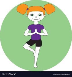 Yoga kids Young girl standing in tree pose