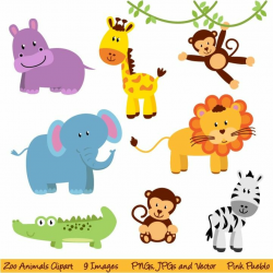 Zoo And Jungle Animals Clipart Print Candee cakepins.com | cards and ...
